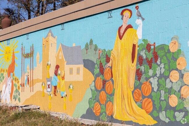 A mural in the Scarritt Renaissance depicts the creativity of the locals.