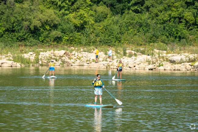 Scioto Woods residents often spend weekends paddle boarding at Quarry Trails Park.