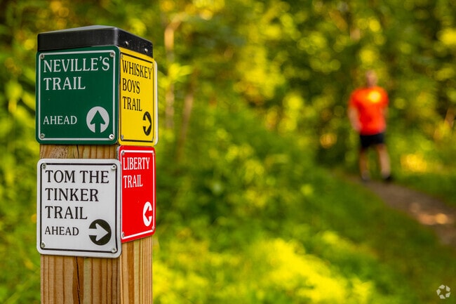 Walk the dogs off leash on the trails at Kane Woods in Scott Township.
