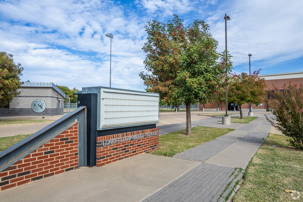 The welcoming monument sign at Longfellow Middle School in Norman.