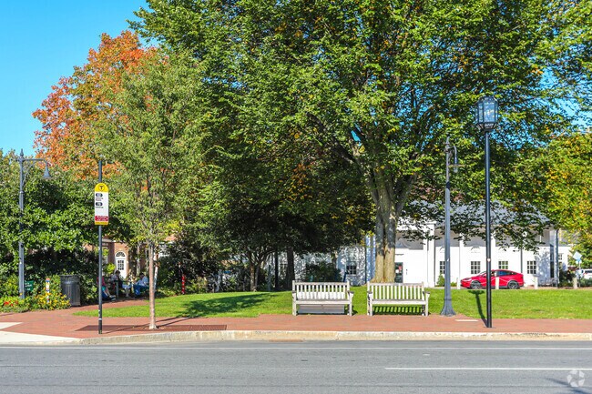 Along Massachusetts's Ave near Countryside you will find a bus top at every block.