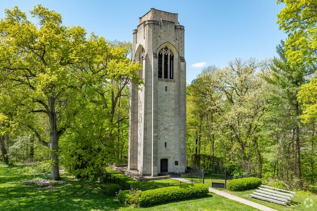 Mariemont’s Dogwood Park features a Gothic Bell Tower that stands tall and proud in Mariemont.