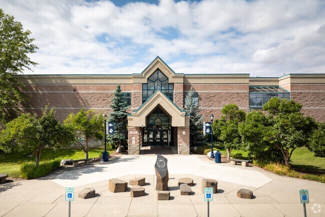 Student entrance at Lake City High School.