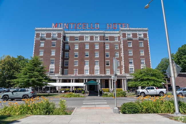 Historic Monticello Hotel stands as a landmark in the vibrant Saint Helens neighborhood.