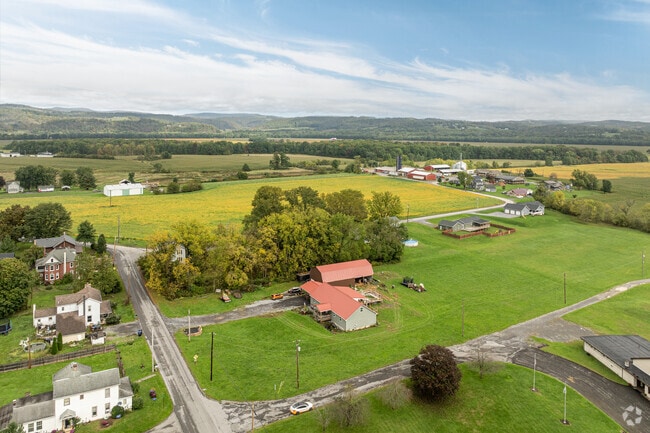 Nippenose offers rural views of farms and Appalachian mountain landscapes.