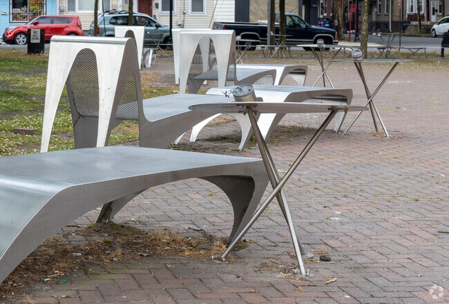 Agabiti Park features functional art in the Chambersburg neighborhood.