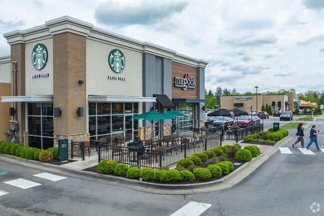 Chain restaurants, such as Starbucks and Panera, line Salem Road in Clayton for miles.