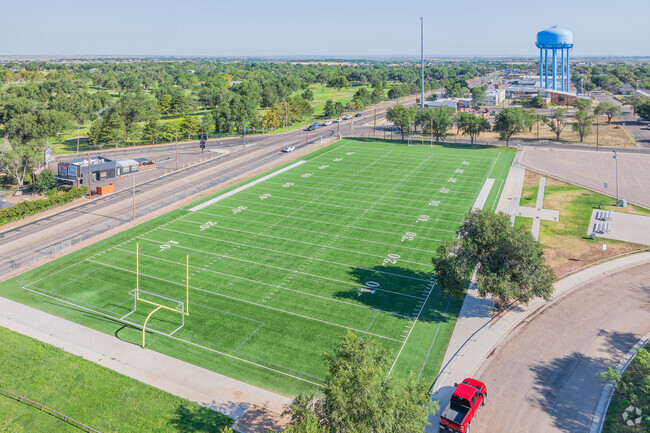 Houston Middle School has a well-maintained sport field for students.