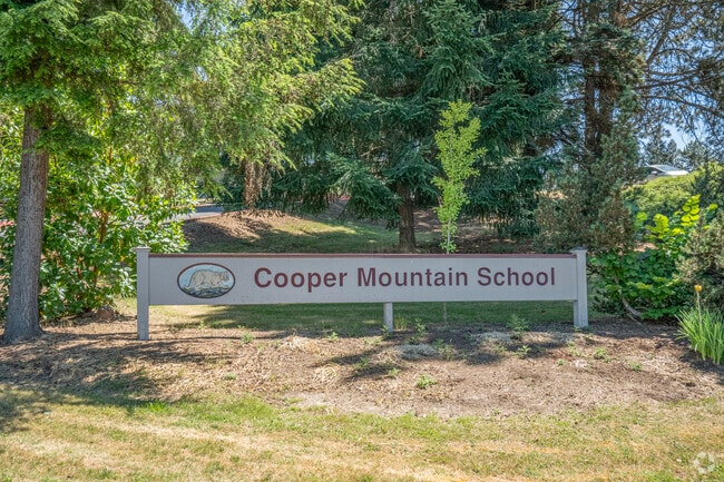 Cooper Mountain Elementary School sign in the Sexton Mountain neighborhood.