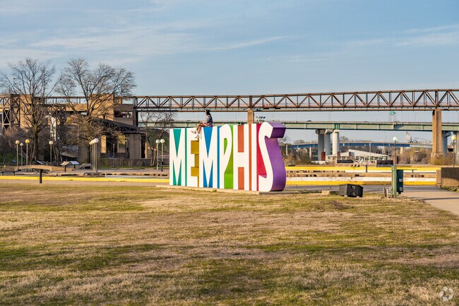 The Memphis sign is a popular spot for photos on Mud Island.