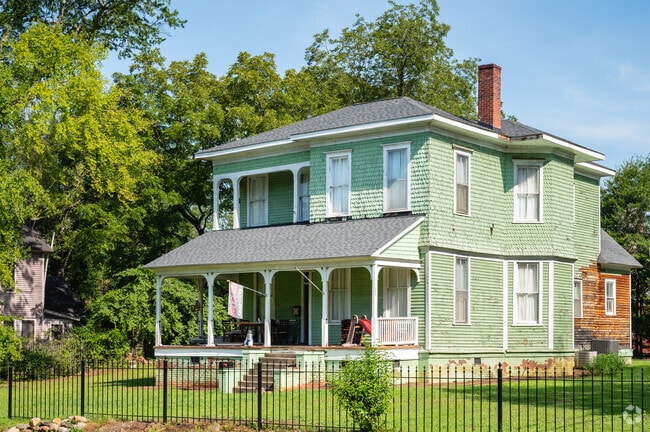 Fenced in colonial style homes are very common in the area.