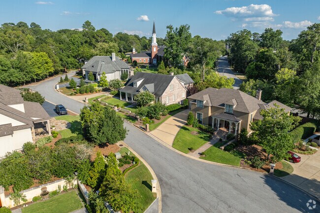 Many of the homes in Garrard Woods surround the St. Paul Methodist Church seen in the background