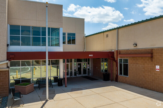 The front entrance at Pinnacle Charter High School in Federal Heights, Colorado.