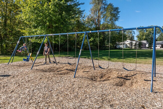 Kids love swinging on the swings at William A. Rogers Village Park in Sparta, Michigan.