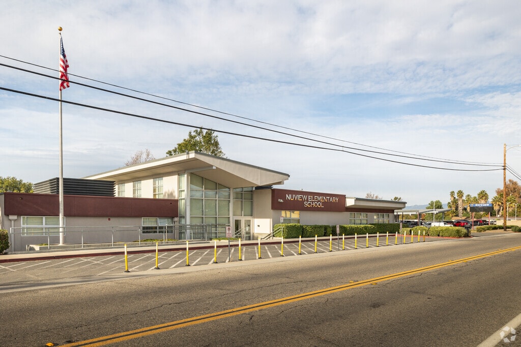 The flag flies high at Nuview Elementary School in Nuevo.