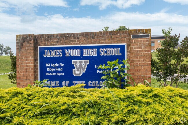 James Wood High School has a large football field on its campus.