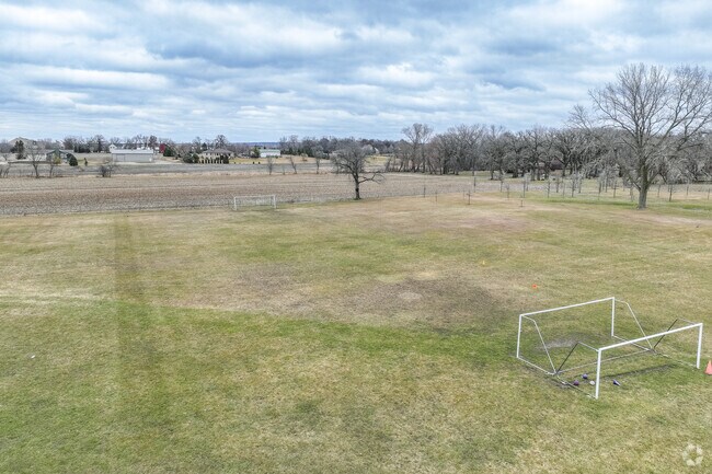 Riley School has a small area for soccer and goals.
