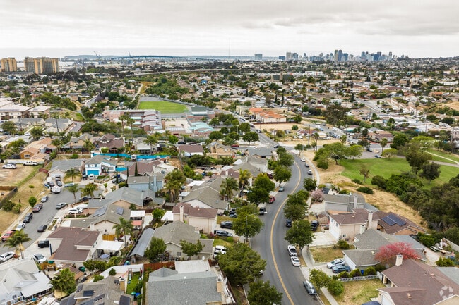 Streets of Southcrest and its closeness to Barrio Logan and the San Diego bay.