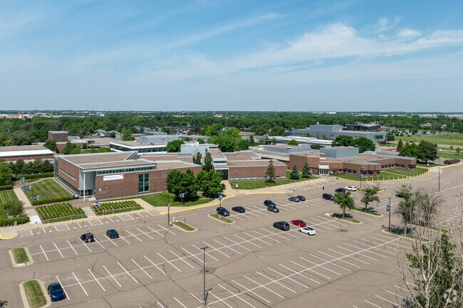 North Hennepin Community College offers a sprawling campus when viewed from above.