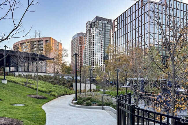 Embark on a scenic stroll through Crystal City's Water Park, minutes from Aurora Highlands.