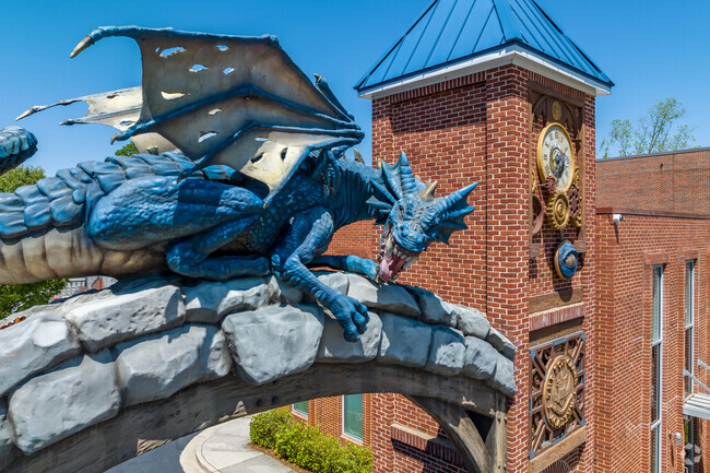 Someone Keeps Watch Over the Gate of The Ron Clark Academy School in South Atlanta