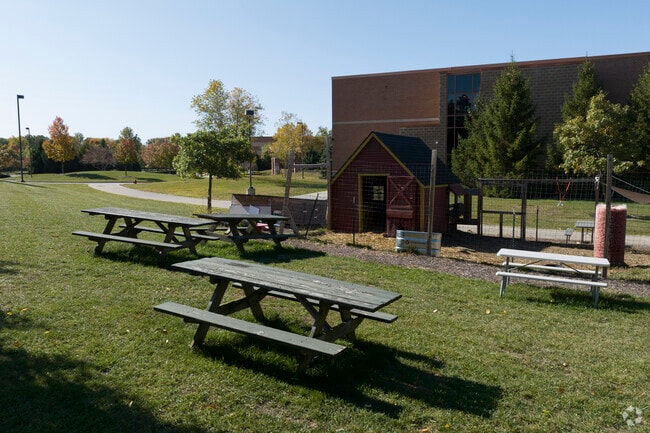 A petting zoo gives students a way to unwind between classes at Riverside Junior High School.