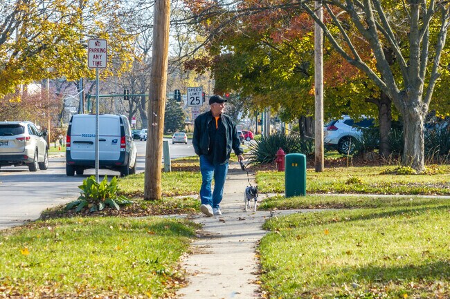 Miller Orchard residents enjoy strolling the shaded sidewalks around their neighborhood.