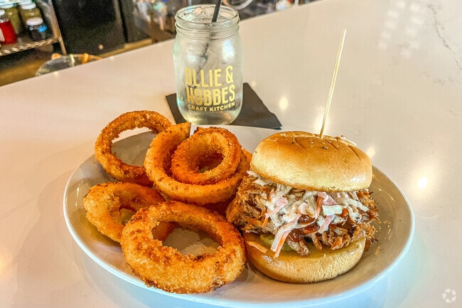 Ollie & Hobbes Craft Kitchen serves upscale American favorites in a colorful and inviting space.