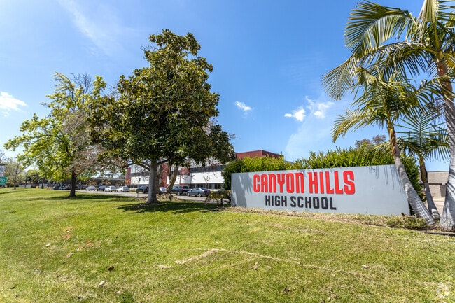 Monument of Canyon Hills Highschool in Tierrasanta Neighborhood