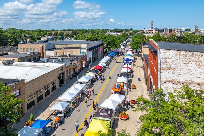 The farmers market on Broadway is a  lively event each Wednesday in the summer.
