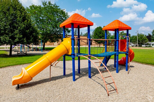 Our Lady of Fatima School's play structures are colorful and modern.