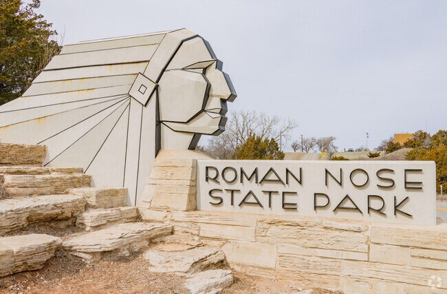 Roman Nose State Park is 20 miles from Geary and offers hiking and biking trails.