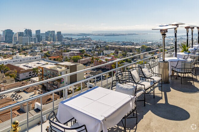High atop 5th street Mr. A's restaurant, a San Diego institution, boasts bay and city views.