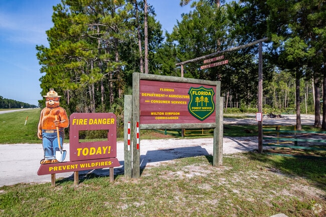 The entrance to Tiger Bay State Forest in Volusia County is not too far from Tomoka Farms, FL.