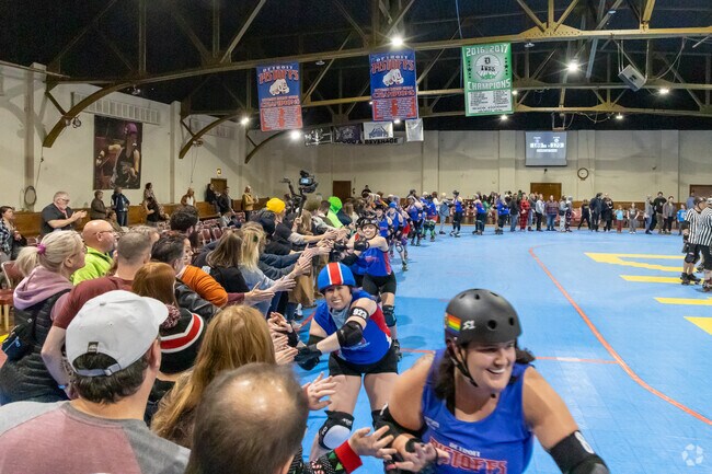 Detroit Derby Girls have their monthly competition at the Masonic Temple in Midtown.