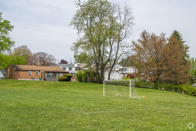 Children can play soccer in the front of Richard J. Hyde Elementary School.