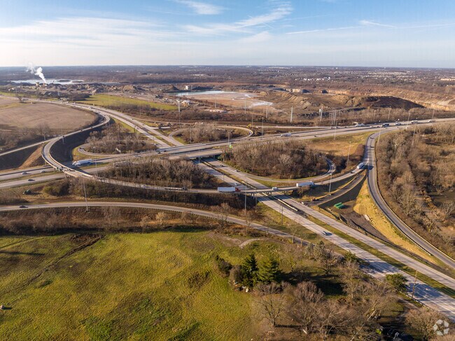 An aerial view of Rt. 23 and I 270 interchange in the Far South area.