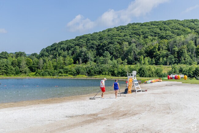 Belleayre Beach offers a sandy lakeside escape near Pine Hill in the Catskills.