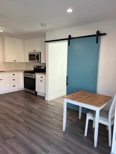 Sliding door closes off the bedroom