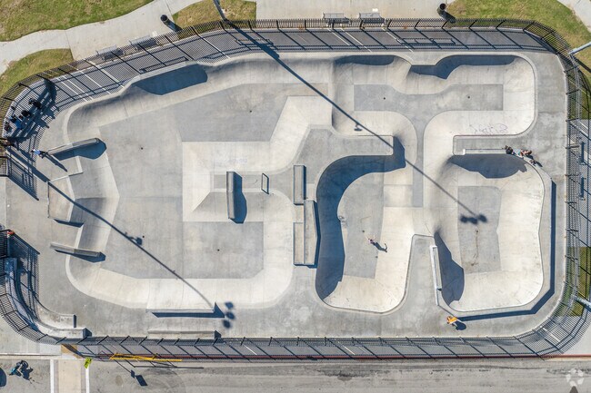 Skaters of all ages enjoy the large skate park at College Park.