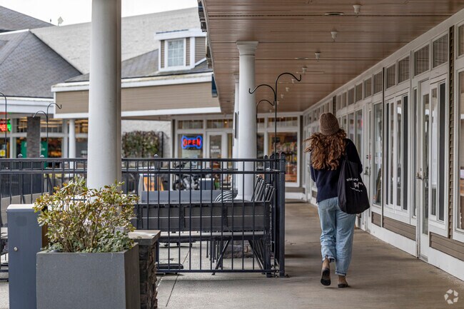 Local walking the many plaza areas in Harbour Pointe.
