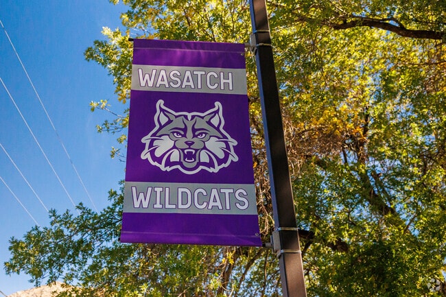 This purple and gray banner brings Wasatch Wildcats spirit to Mount Ogden.