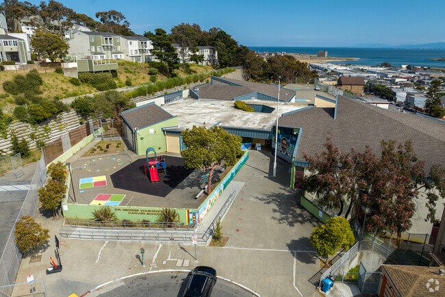 An aerial photo of George Washington Carver Elementary School in San Francisco.