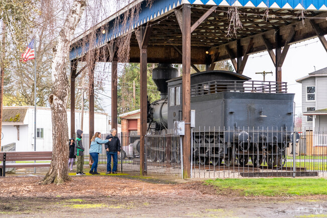Founder's Park is in the heart of Junction City and park includes a 1905 Finnish locomotive.