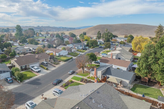The flat streets of Springtown are surrounded by rolling hills.