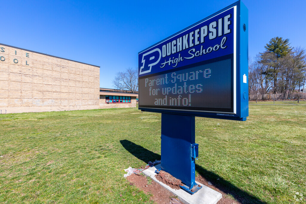 Electronic signage for Poughkeepsie High School in Downtown Poughkeepsie