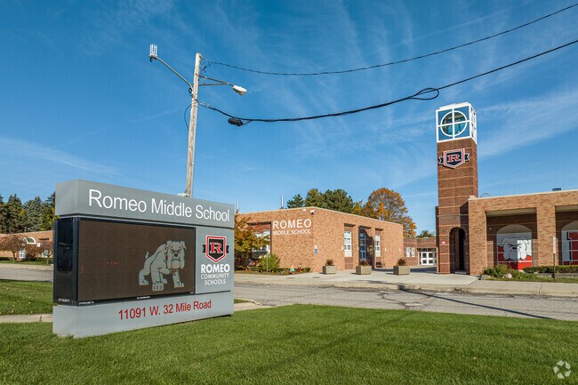 Romeo Middle School in Washington Township serves grades 6–8 and focuses on creating smaller learning communities to support student growth.