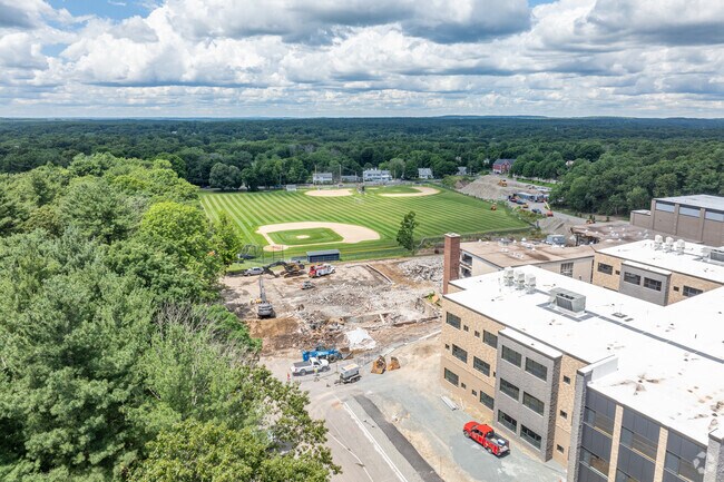 The demolition of the old building to make way for the new Bird Middle School in Walpole, MA.