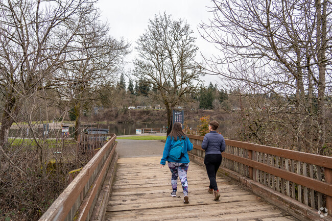 Residents enjoy the walking paths along Salmon Creek.