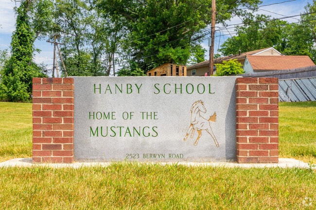 The signage welcoming students to Hanby Elementary School.